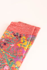 Chaussettes Fleurs Corail